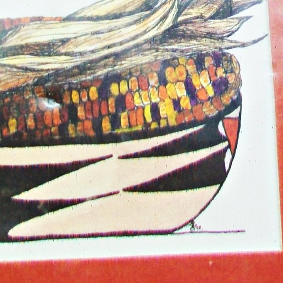 VTG Saga Art Albuquerque New Mexico Print Lithograph Native American Bird Corn - Picture 3 of 6